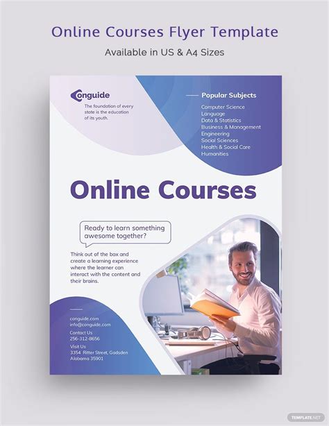 Eye-catching visuals on a course flyer template