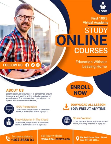 Clear and concise headline on a course flyer template