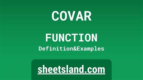 COVAR Function