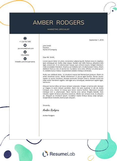 Cover letter template in Google Docs