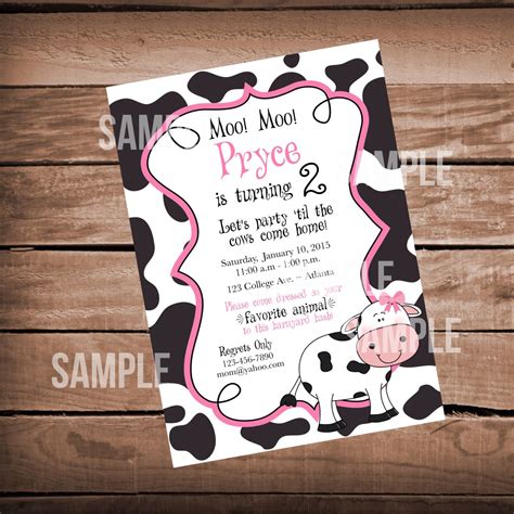 A cow silhouette invitation with a yellow background