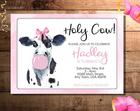 Cow Birthday Invitation Template 8