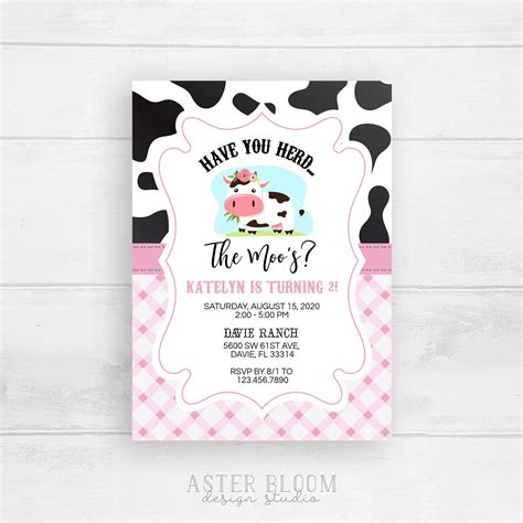 Cow Birthday Invitation Templates