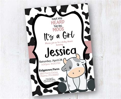 Cow Print Baby Shower Invitation