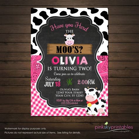 Cow Print Birthday Invitation