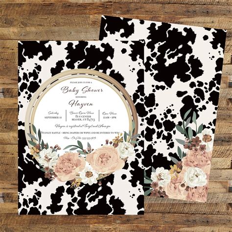 Cow Print Country Themed Invitation