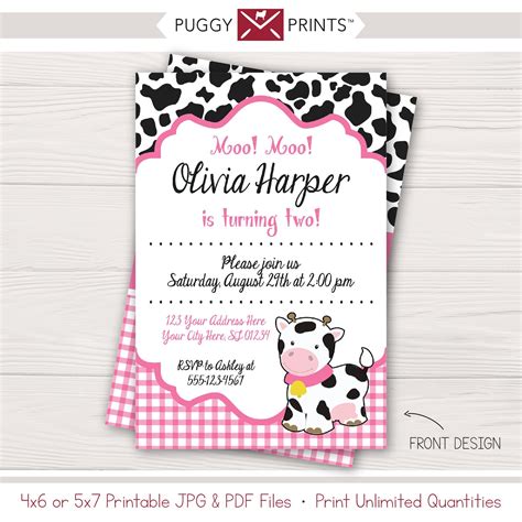 Cow Print Invitation Templates