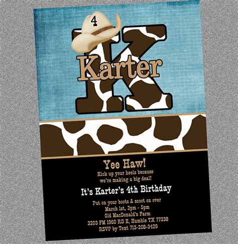 Cow Print Party Invitations