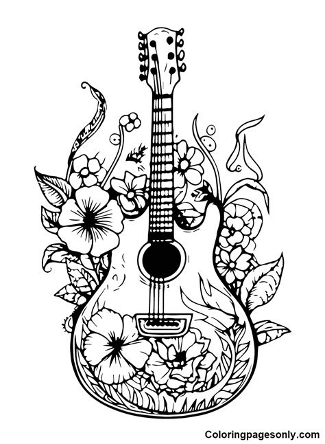 Cowboy Guitar Coloring Pages