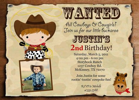 Add a personal touch with photos to your cowboy invitation template