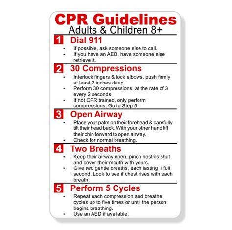 Printable CPR card instructions