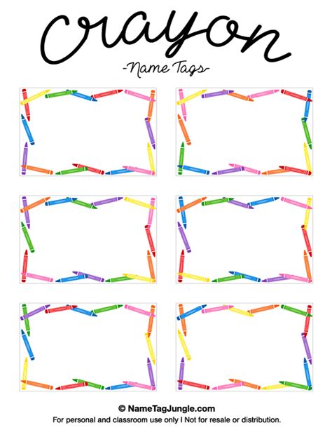 Crayon name tag template for kids