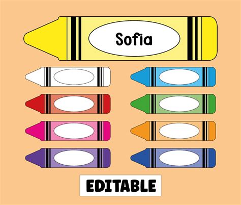 Free crayon name tags printables for kids