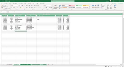 Create Accounts Payable Template in Excel