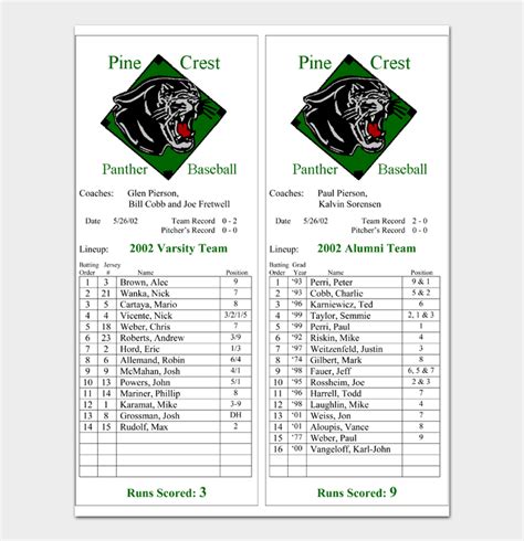 Creating a Baseball Lineup Template