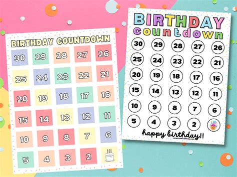 Create Birthday Countdown Printable