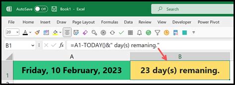 Create Countdown in Excel using TODAY and DATE functions