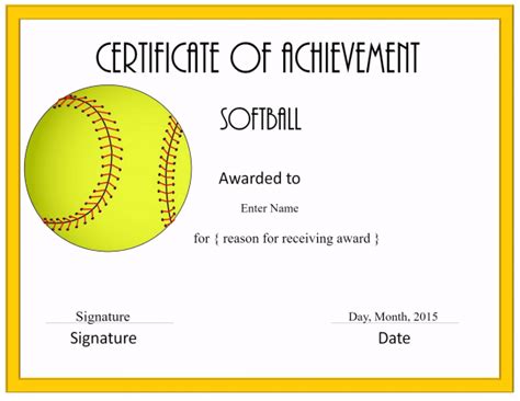 Create custom softball certificate template