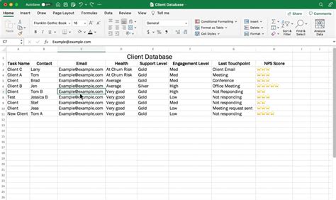 Create Database in Excel