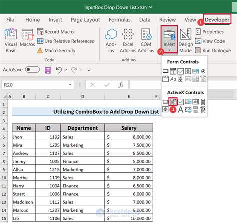 Create Drop Down List Using ActiveX Control