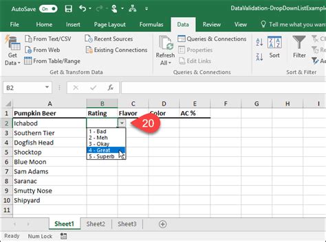 Create Drop Down List Using Data Validation