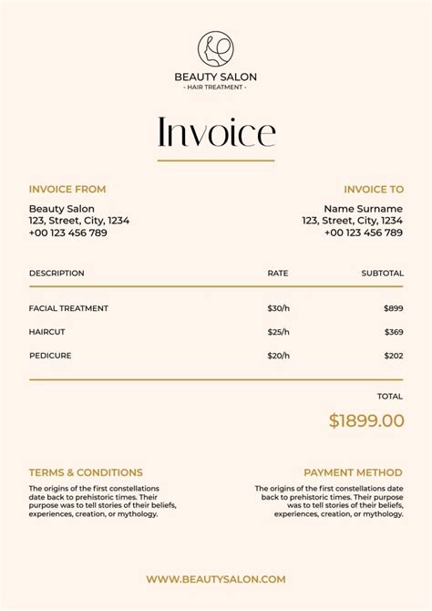 Create Hair Salon Invoice Template