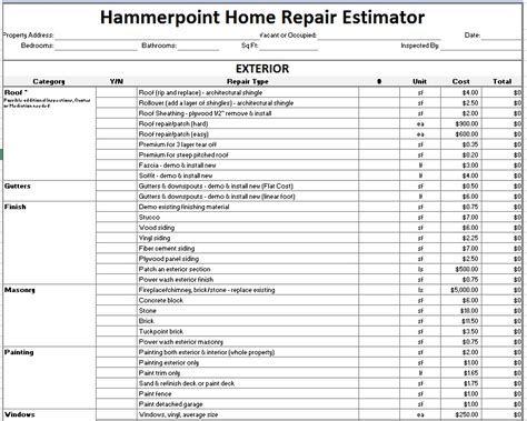 Create Home Repair Estimate Template