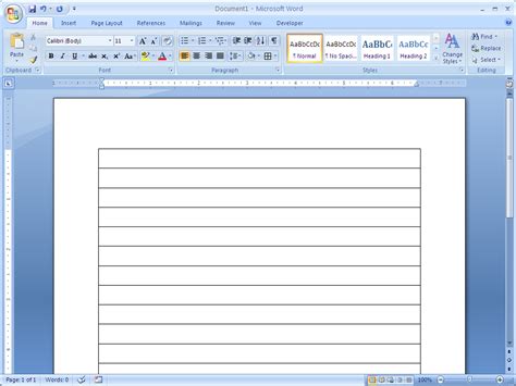 Create lined paper in Microsoft Word