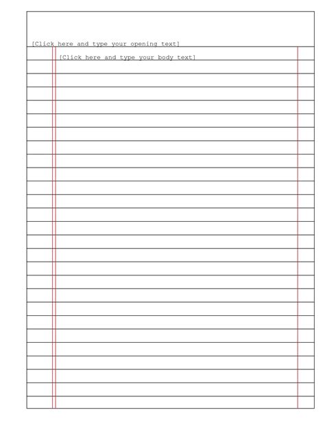 Create lined paper template