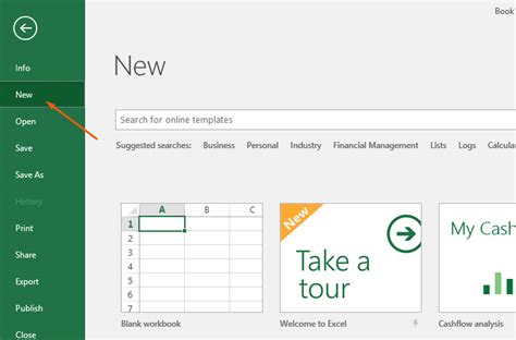 Create a new Excel workbook