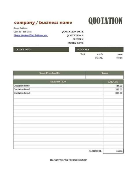 How to Create a Quote Sheet Template in Excel