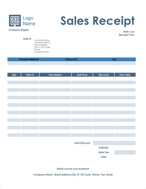 Create Receipt Book Template in Microsoft Word