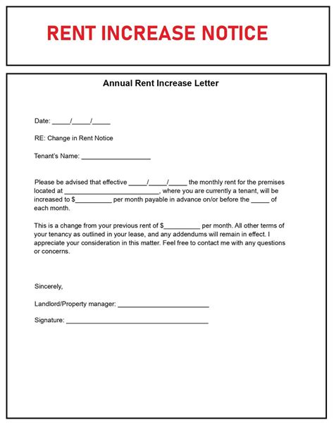 Create Rent Increase Notice Template