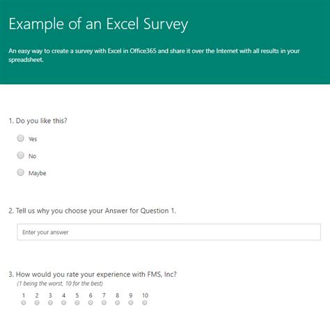 Create Survey in Excel