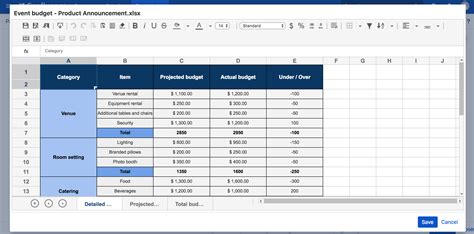 Create Table or Spreadsheet