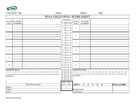 Create Volleyball Scoresheet