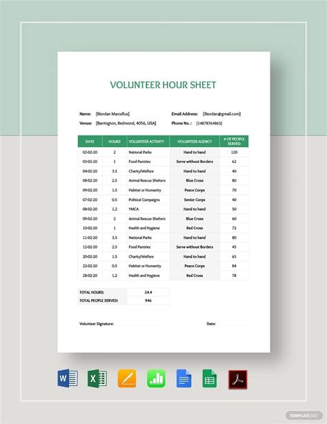 Create Volunteer Hours Template