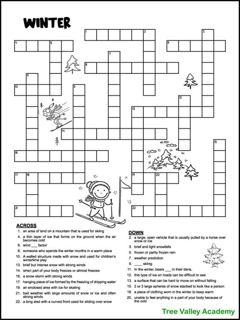 Create Your Own Winter Crossword Puzzle Printable