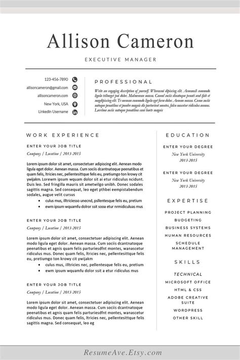 A professional resume template with a photo in Microsoft Word