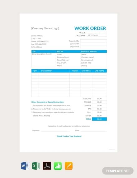 Create Work Order Template in Google Docs