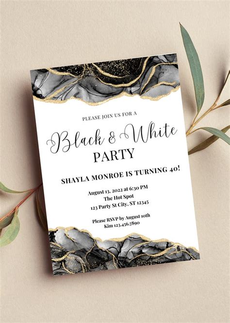 Create Your Own Black and White Birthday Invitations