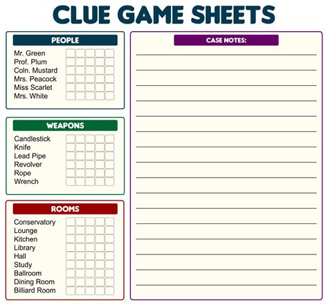 Create Your Own Clue Sheets