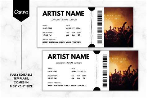 Create your own concert ticket