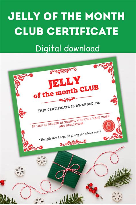 Create your own Jelly of the Month Club certificate template free