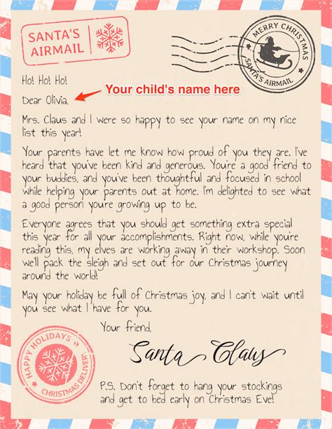 Create your own letter from Santa template