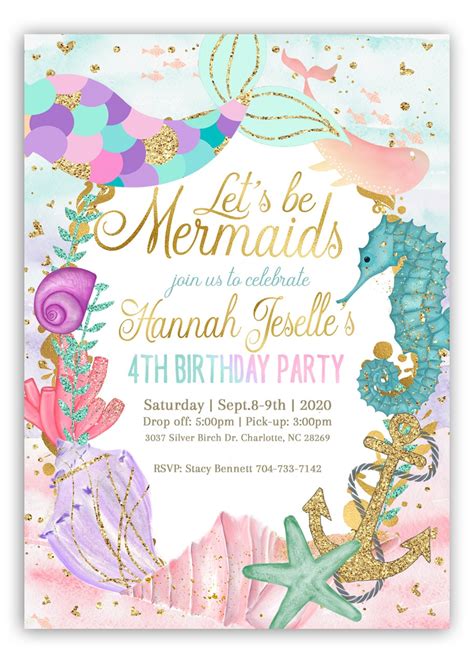 Create Your Own Mermaid Birthday Invitations