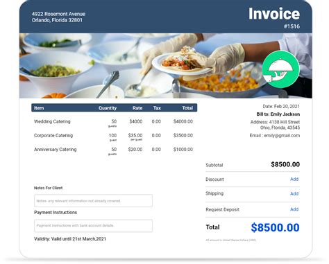 Steps to create your own catering invoice template