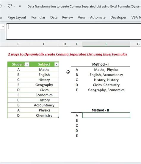 Creating comma-separated lists in Excel