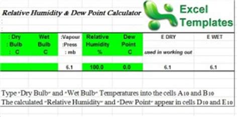 Creating Dew Point Calculator Excel