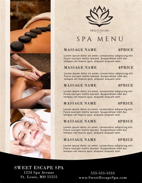 creating esthetician spa menu template